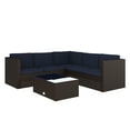 thumbnail image 1 of Flash Furniture Indoor/Outdoor L-Shaped Sectional with Coffee Table in Brown Wicker PE Rattan with Navy Cushions, 1 of 11