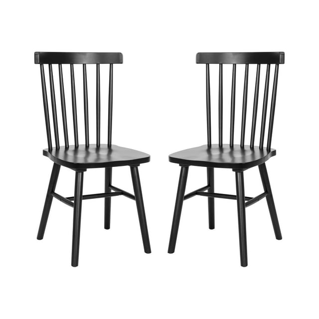 Flash Furniture Ingrid Windsor Commercial Solid Wood Dining Room Chairs, Set of 2, Black