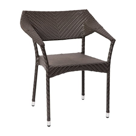 Flash Furniture Jace 34"H Espresso PE Rattan Wicker Commercial Grade Stacking Patio Chair
