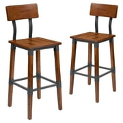 Flash Furniture Jackson Antique Dining Barstool, Walnut, Set of 2