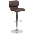 thumbnail image 1 of Flash Furniture Jeremy Contemporary Brown Vinyl Adjustable Height Barstool with Vertical Stitch Back and Chrome Base, 1 of 11
