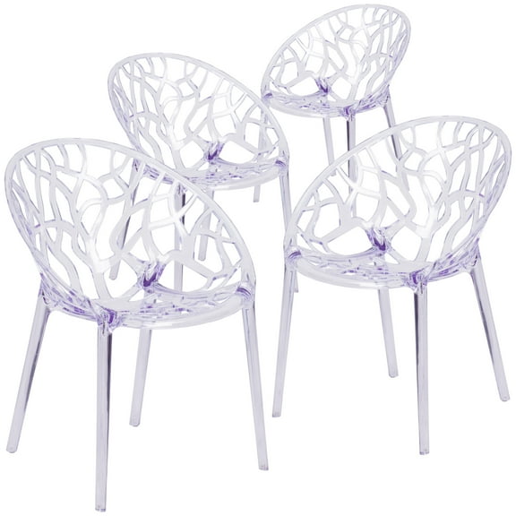 Flash Furniture Jonah 4 Pack Specter Series Transparent Stacking Side Chair