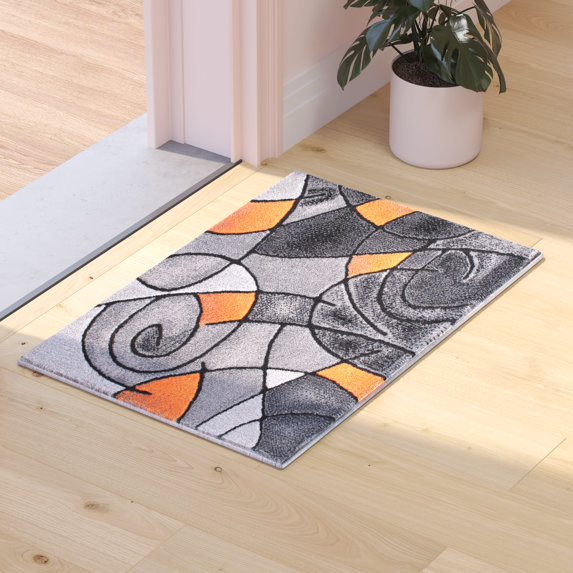 Flash Furniture Jubilee Rectangular Contemporary Black, Grey, Orange Area Rug, 2' x 3'