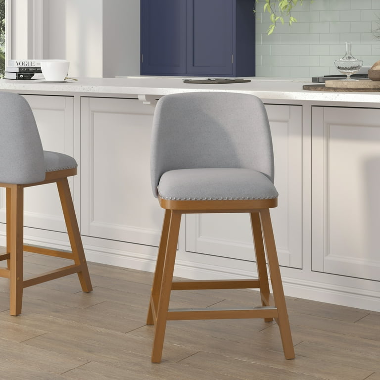 Flash Furniture Julia 24.5 H Square Low Back Counter Bar Stool Gray Walnut