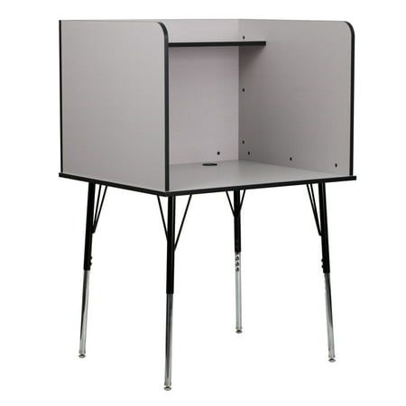 Flash Furniture Justin Height-Adjustable Student Study Carrel for Testing Centers and Classrooms, Gray
