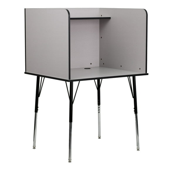 Flash Furniture Justin Height-Adjustable Student Study Carrel for Testing Centers and Classrooms, Gray