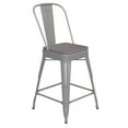 thumbnail image 1 of Flash Furniture Kai Commercial Grade 24" High Silver Metal Indoor-Outdoor Counter Height Stool with Removable Back and Gray All-Weather Poly Resin Seat, 1 of 13
