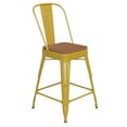 thumbnail image 1 of Flash Furniture Kai Commercial Grade 24" High Yellow Metal Indoor-Outdoor Counter Height Stool with Removable Back and Teak All-Weather Poly Resin Seat, 1 of 13