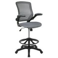 thumbnail image 1 of Flash Furniture Kale Mid-Back Dark Gray Mesh Ergonomic Drafting Chair with Adjustable Foot Ring and Flip-Up Arms, 1 of 17