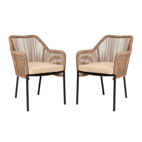 Flash Furniture Kallie Aluminum/Wicker Patio Club Chairs - Set of 2 - White