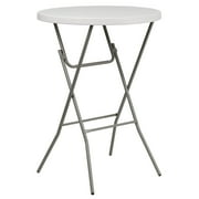 Flash Furniture Kathryn 2.63 Round Plastic Folding Bar Height Table, White
