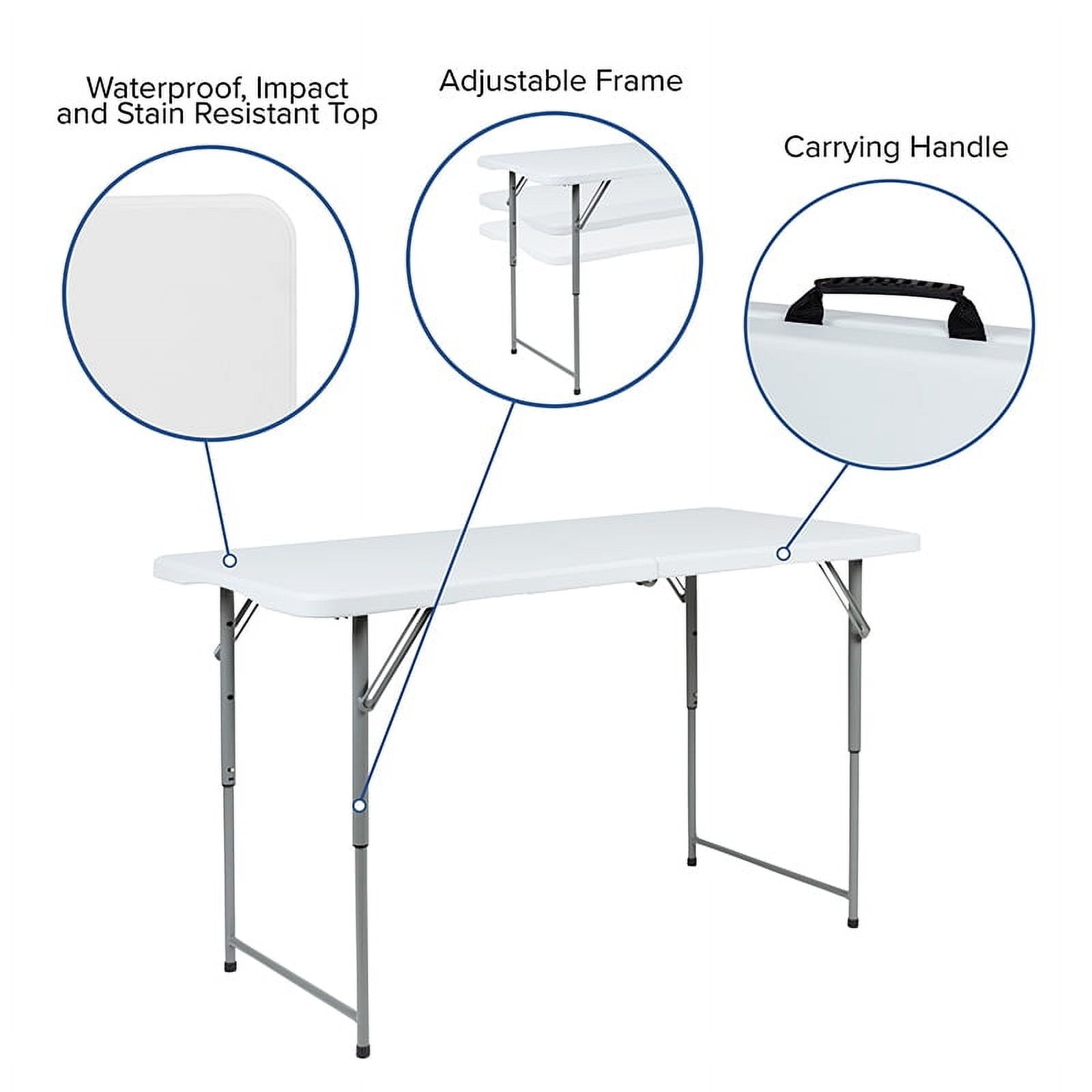 Adjustable Granite White Bi-Fold Portable Craft Table