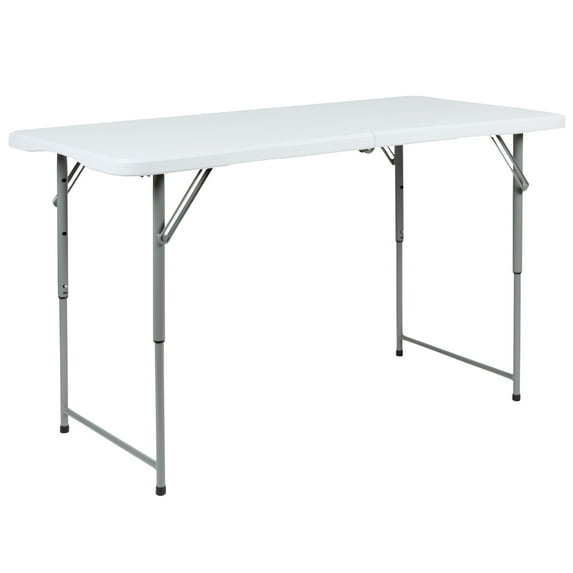 Flash Furniture Kathryn 4-Foot Height Adjustable Bi-Fold Granite White Plastic Folding Table