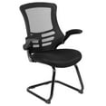 thumbnail image 1 of Flash Furniture Kelista Black Mesh Sled Base Side Reception Chair with Flip-Up Arms, 1 of 14