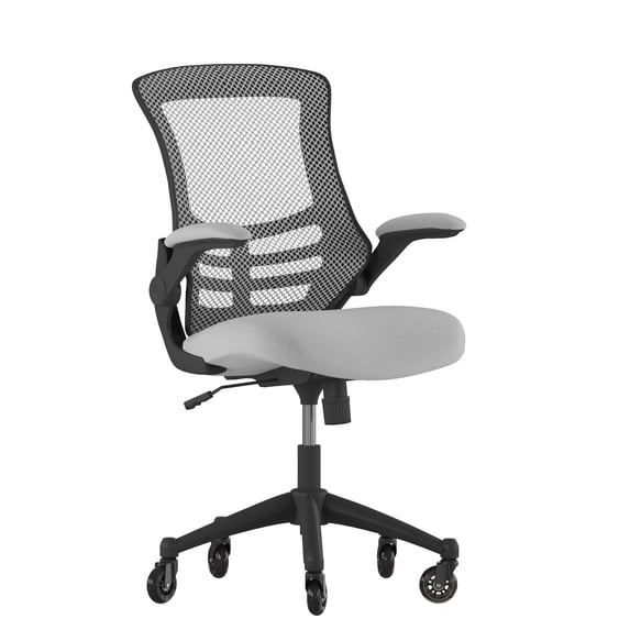 Flash Furniture Kelista Mesh Mid Back Office Chair with Flip-Up Arms, 250 lb, Dark Gray