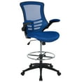 thumbnail image 1 of Flash Furniture Kelista Mid-Back Blue Mesh Ergonomic Drafting Chair with Adjustable Foot Ring and Flip-Up Arms, 1 of 17