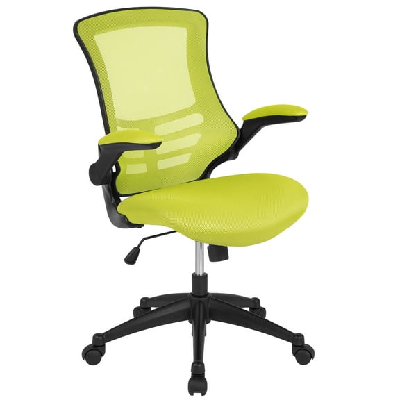 Flash Furniture Kelista Mid-Back Green Mesh Swivel Ergonomic Task Office Chair with Flip-Up Arms