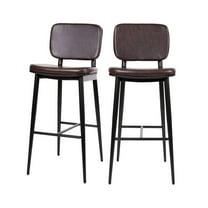 Flash Furniture Kenzie Collection 31"H Square Adjustable Mid Back Barstool, Brown