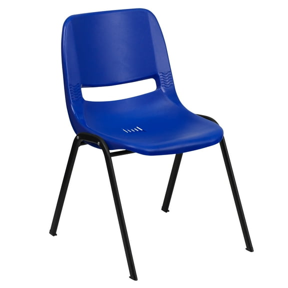 Flash Furniture Kids Plastic/Metal Stacking Chair, Navy Plastic/Black Frame
