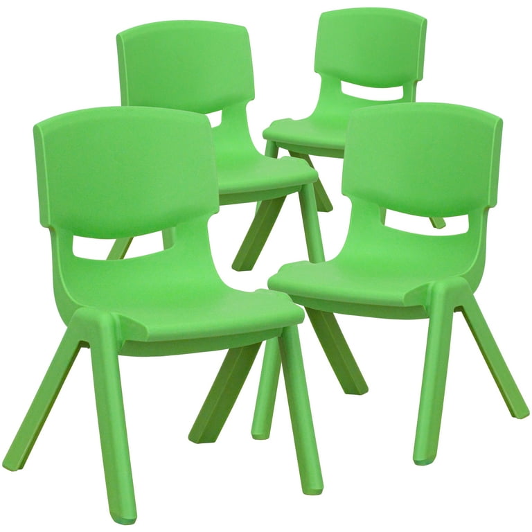 Flash Furniture Kids Plastic Stacking Chair (4 Pack), Green