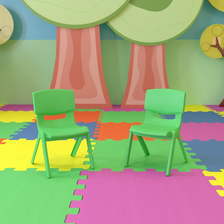 Flash Furniture Kids Plastic Stacking School Chair 2 Pack Green