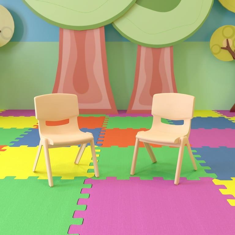 Flash Furniture Kids Plastic Stacking School Chair 2 Pack Natural