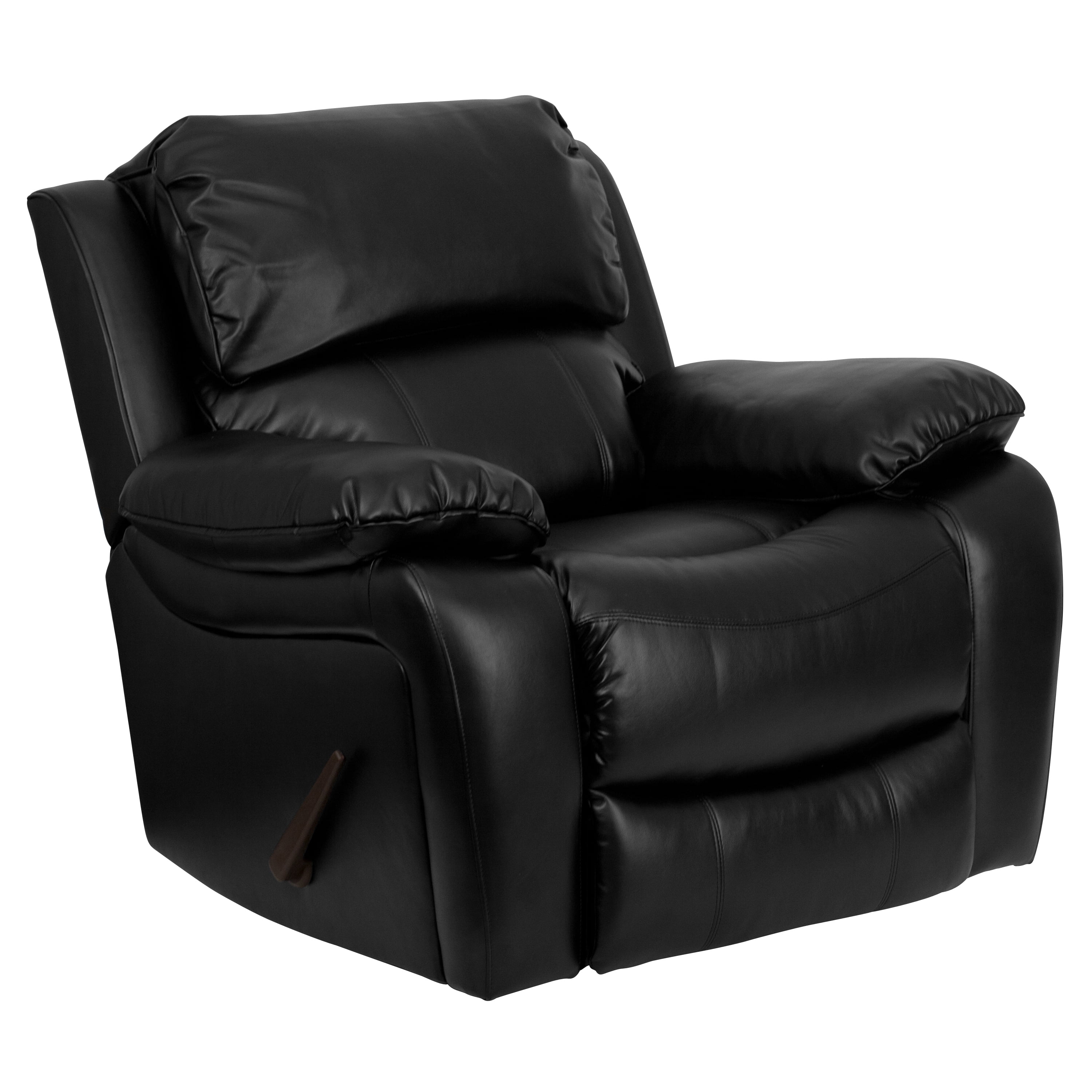 Black Leather Recliner with Spot Detailing