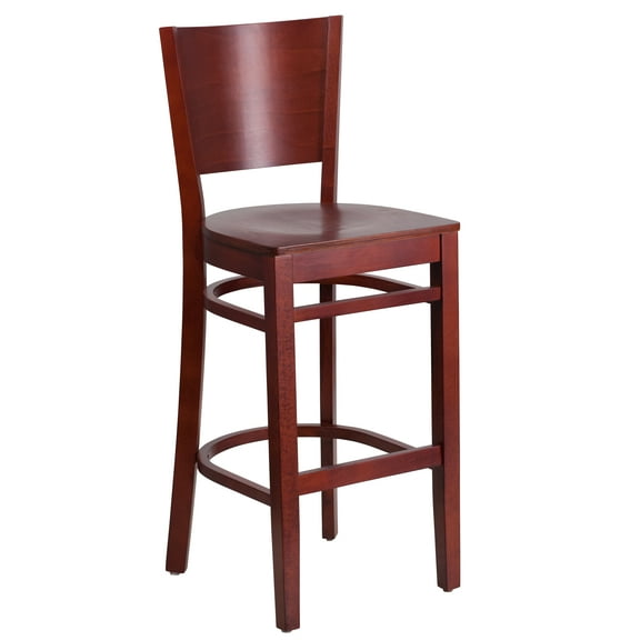 Flash Furniture Lacey Series Solid Back Mahogany Wood Restaurant Barstool