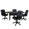 thumbnail image 1 of Flash Furniture Lake 5 Piece Rustic Gray Oval Conference Table Set with 4 Black LeatherSoft-Padded Task Chairs, 1 of 10