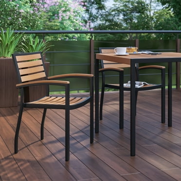 Flash Furniture Lark Aluminum Teak Chairs - Set of 2 - Teak