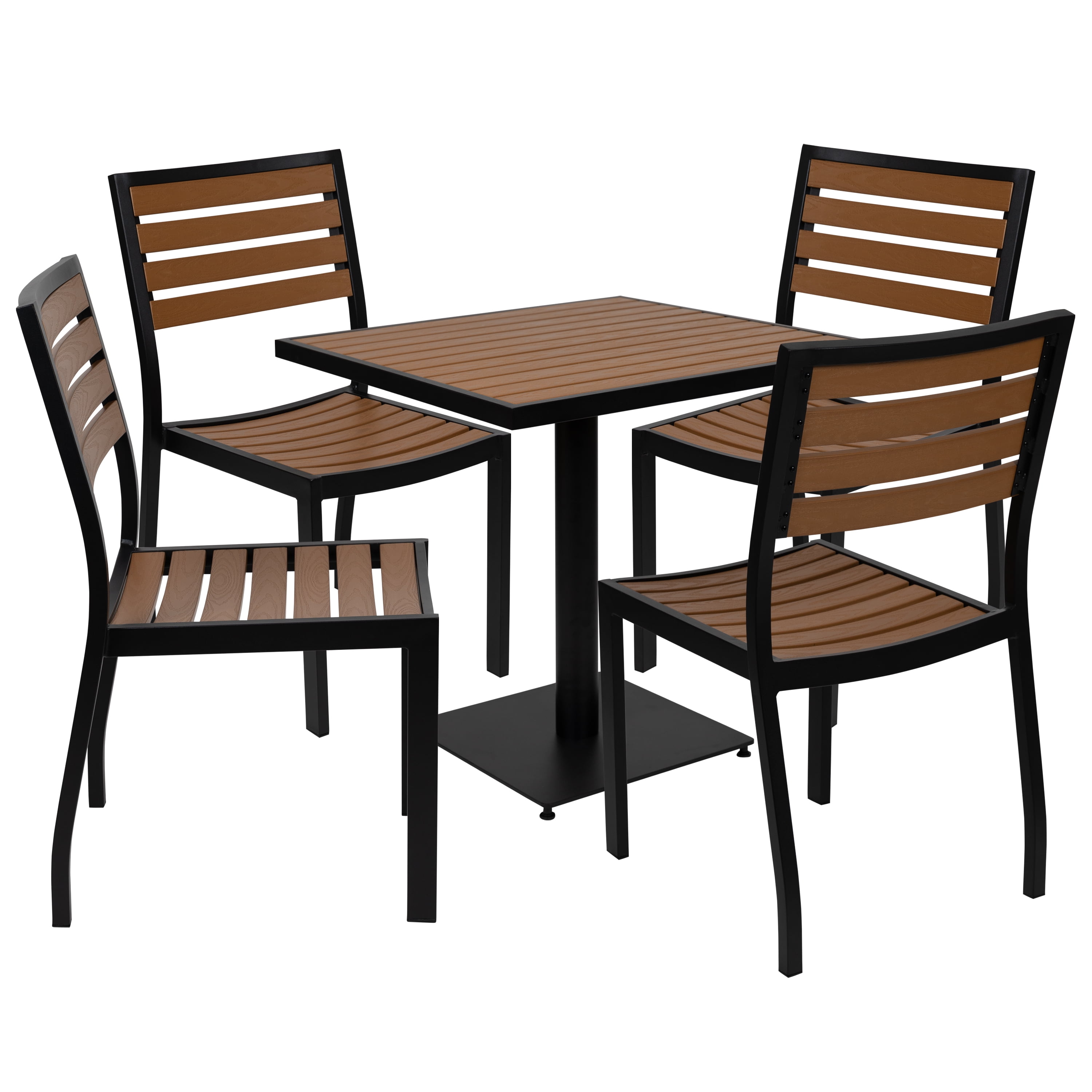 Poly Slats Flash Furniture Lark Outdoor Patio Bistro Dining Table Set with 4 ...