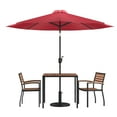 thumbnail image 1 of Flash Furniture Lark Series 5-Piece Steel/Aluminum Teak Patio Table and Chair Set, Red, 1 of 20