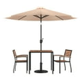 thumbnail image 1 of Flash Furniture Lark Series 5-Piece Steel/Aluminum Teak Patio Table and Chair Set, Tan, 1 of 5
