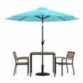 thumbnail image 1 of Flash Furniture Lark Series 5-Piece Steel/Aluminum Teak Patio Table and Chair Set, Teal, 1 of 5