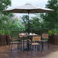 thumbnail image 1 of Flash Furniture Lark Series 7-Piece Steel/Aluminum Teak Patio Table and Chair Set, Gray, 1 of 5