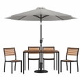 thumbnail image 1 of Flash Furniture Lark Series 7-Piece Steel/Aluminum Teak Patio Table and Chair Set, Gray, 1 of 5
