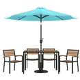 thumbnail image 1 of Flash Furniture Lark Series 7-Piece Steel/Aluminum Teak Patio Table and Chair Set, Teal, 1 of 20