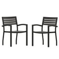 thumbnail image 1 of Flash Furniture Lark Set of 2 Outdoor Stackable Faux Teak Side Chairs - Commercial Grade Black Aluminum Patio Chairs with Synthetic Gray Wash Faux Teak Slats, 1 of 13