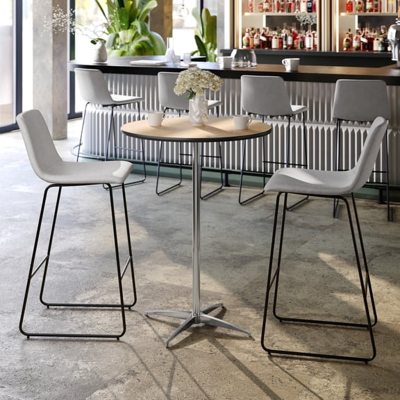 Flash Furniture 30'' Round Wood Cocktail Table with 30'' and 42'' Columns