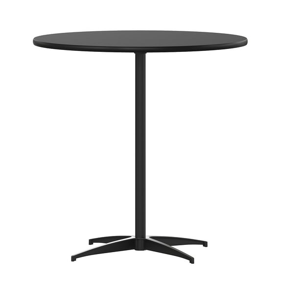 Flash Furniture Lars 30'' Round Wooden Cocktail Table with 30'' and 42'' Columns Black (XA30COTABK)