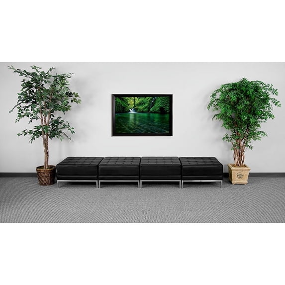 Flash Furniture Black LeatherSoft Four Seat Bench