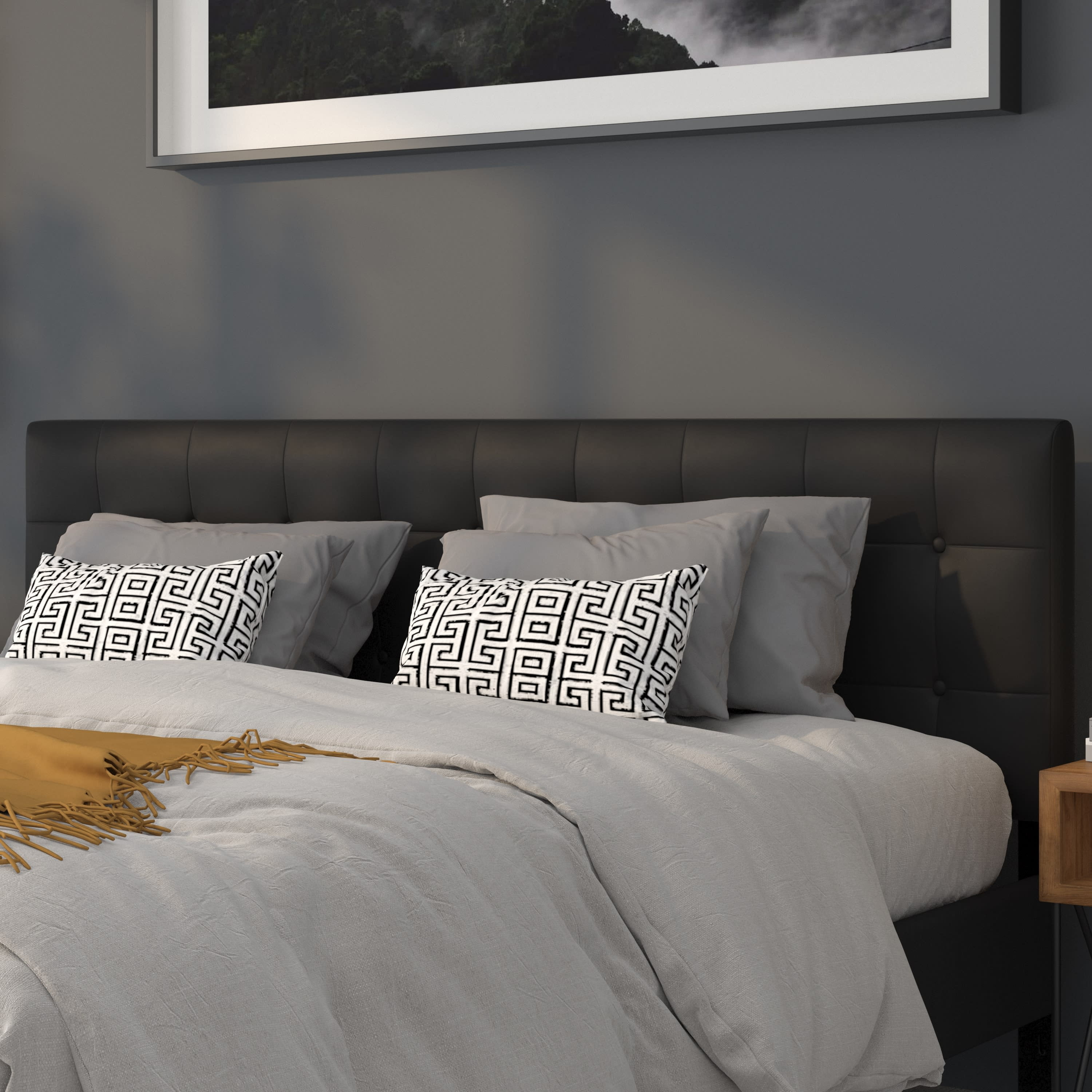 Flash furniture lennox tufted upholstered king size headboard in black vinyl deals