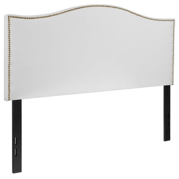 Flash Furniture Lexington Upholstered Full Size Headboard with Accent Nail Trim in White Fabric