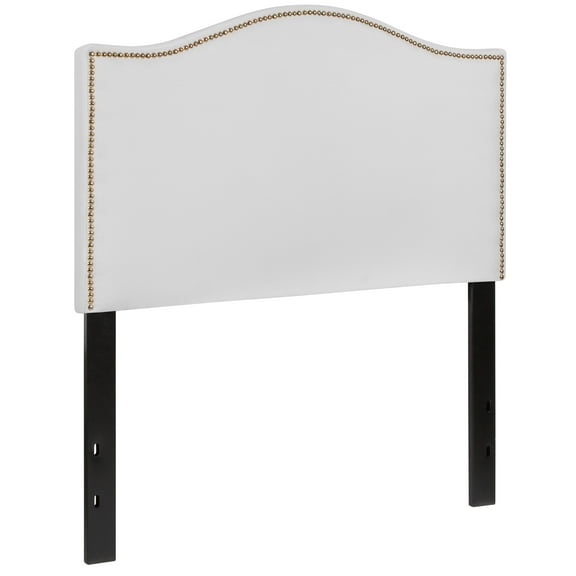 Flash Furniture Lexington Upholstered Twin Size Headboard with Accent Nail Trim in White Fabric