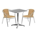 thumbnail image 1 of Flash Furniture Lila 23.5'' Square Aluminum Indoor-Outdoor Table Set with 2 Beige Rattan Chairs, 1 of 5