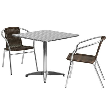 Lila 23.5'' Square Aluminum Indoor-Outdoor Table Set with 4 Rattan Chairs main image 1