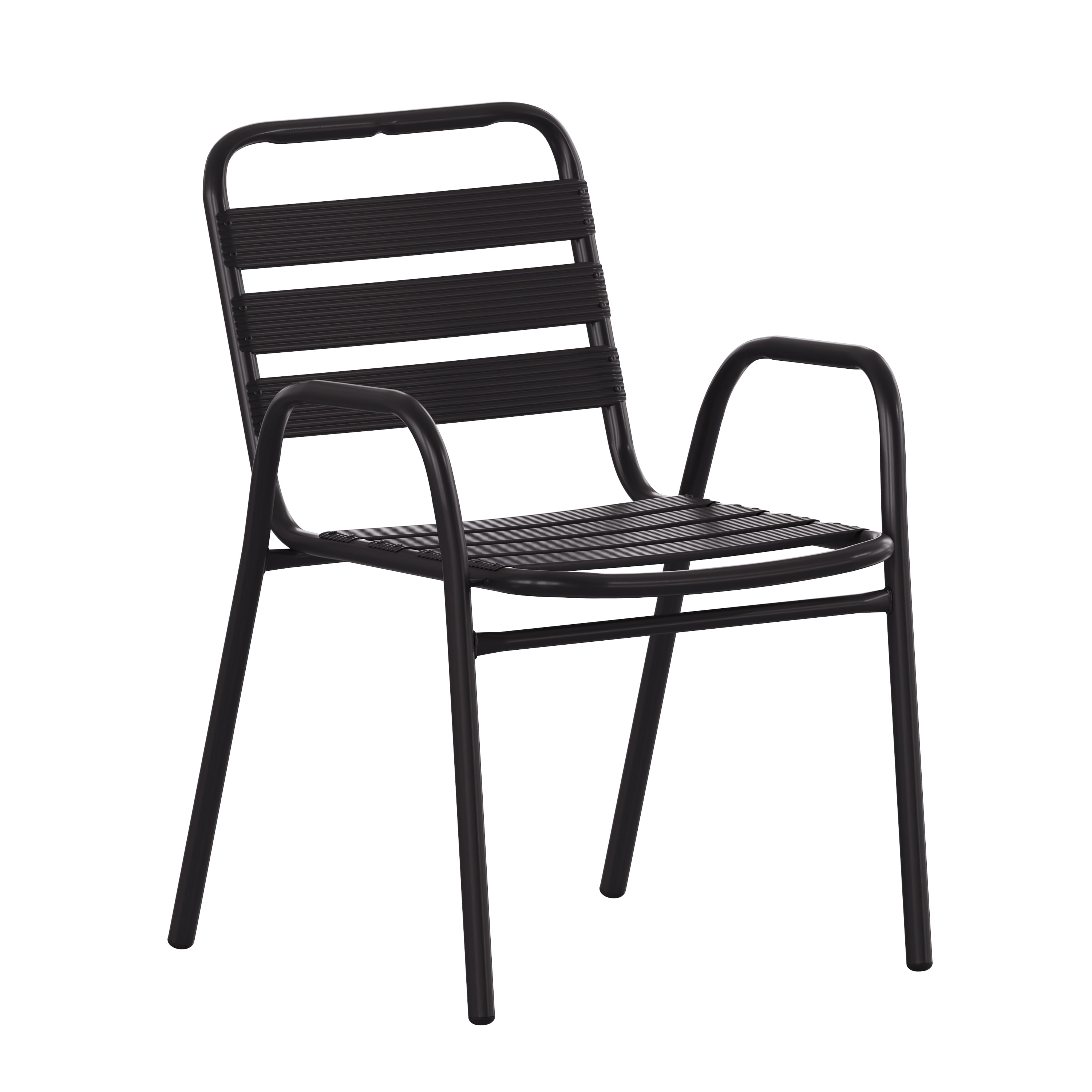 Lila 31'' Black Commercial Metal Indoor-Outdoor Stack Chair