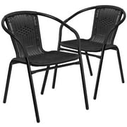 Flash Furniture Lila Indoor/Outdoor Stacking Rattan Patio Chairs, Set of 2, Beige