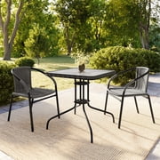 Flash Furniture Set of 2 Commercial Grade Gray Rattan Indoor-Outdoor Restaurant Stack Chairs