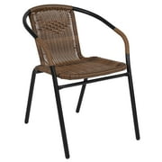 Flash Furniture Lila Medium Brown Rattan Indoor-Outdoor Restaurant Stack Chair